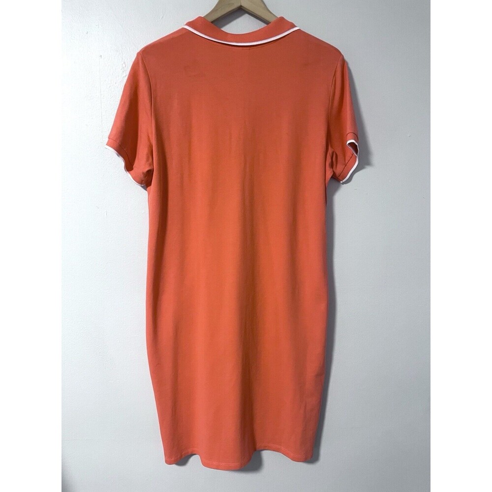 Madeleine Orange Short Sleeve Polo Shirt Dress White Tipped UK sz 16, US sz 12 - Picture 2 of 8